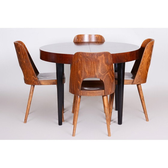 Image 1 of Vintage extendable beechwood and oakwood dining table by Jindřich Halabala for Up Závody, 1940