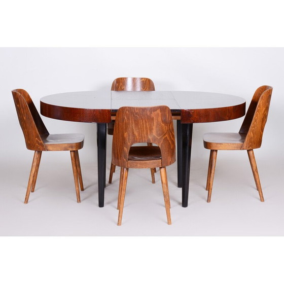 Image 1 of Vintage extendable beechwood and oakwood dining table by Jindřich Halabala for Up Závody, 1940