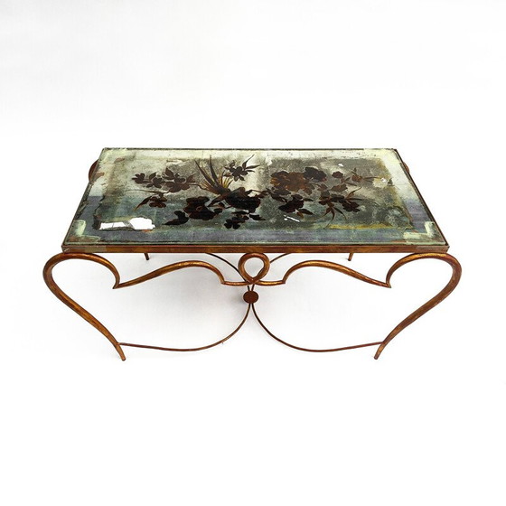 Image 1 of Vintage coffee table in gilded metal by René Drouet - 1940s
