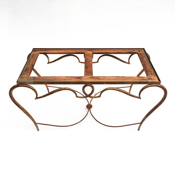 Image 1 of Vintage coffee table in gilded metal by René Drouet - 1940s
