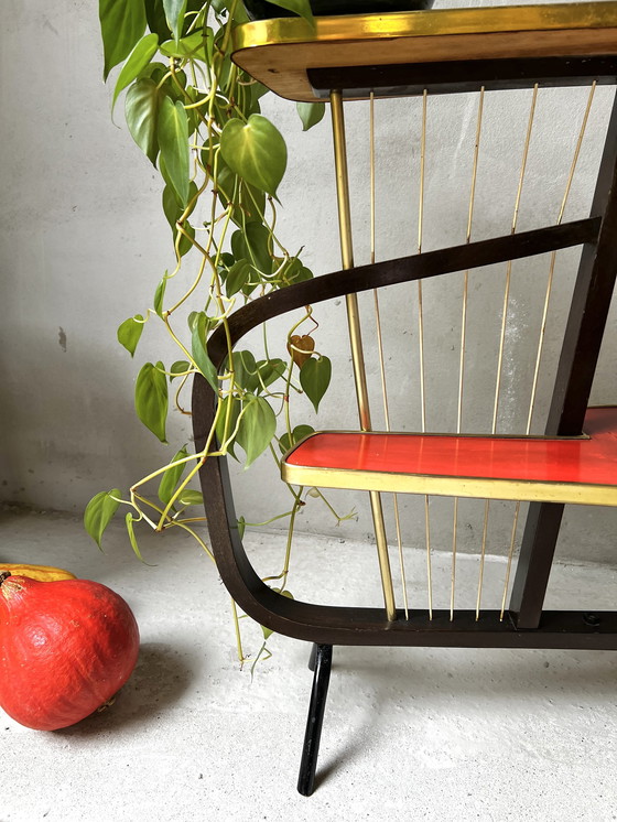 Image 1 of 1950s Plant Table Rockabilly Red Black Gold