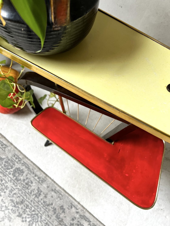 Image 1 of 1950s Plant Table Rockabilly Red Black Gold