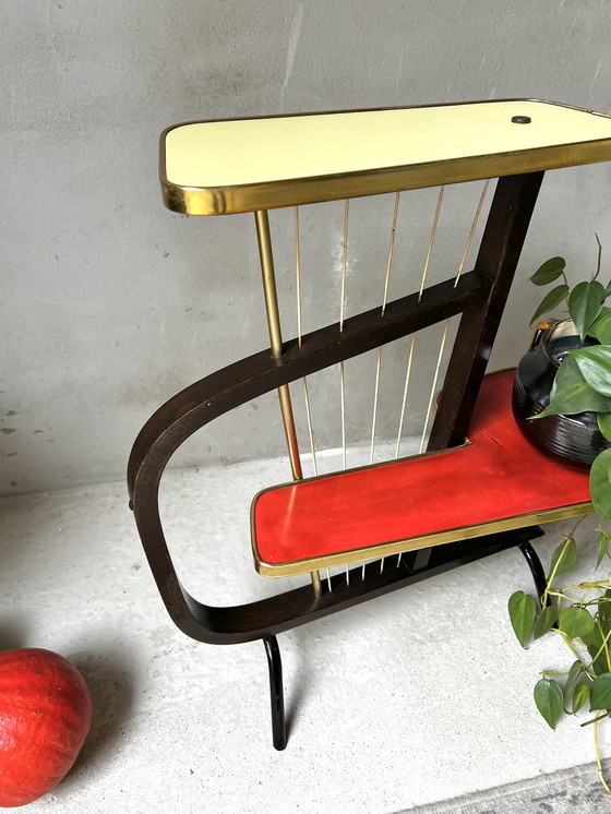 Image 1 of 1950s Plant Table Rockabilly Red Black Gold