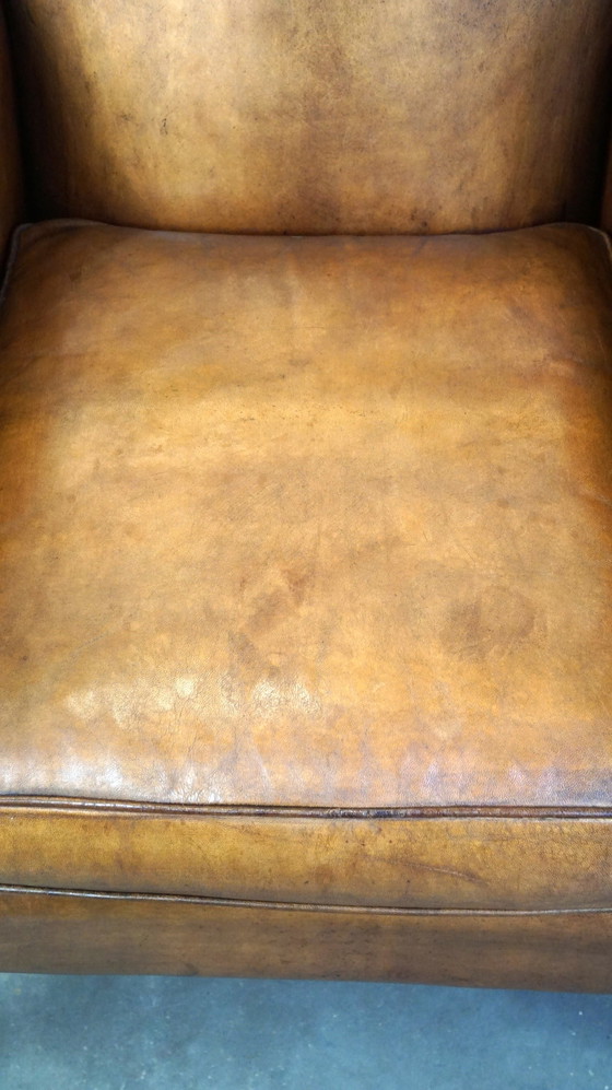 Image 1 of 2 x Grand fauteuil confortable en cuir de mouton