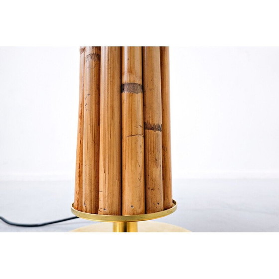 Image 1 of Pair of vintage brass and bamboo table lamps, Italy