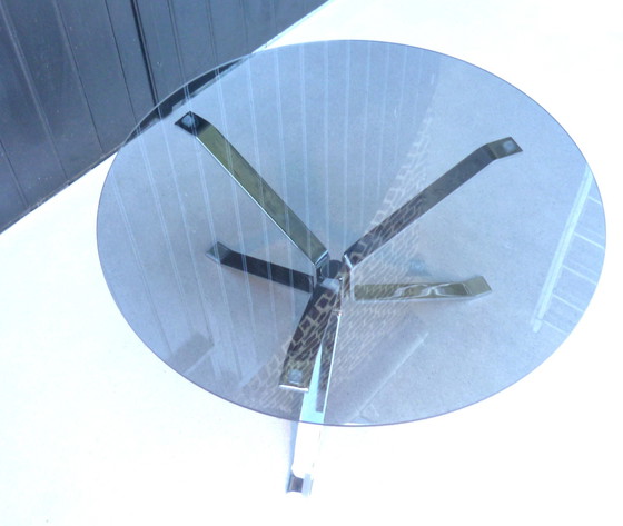 Image 1 of Table de salon vintage verre et chrome