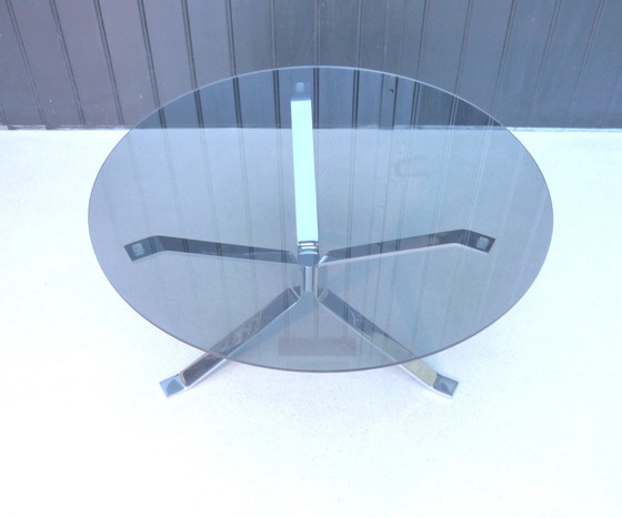 Image 1 of Table de salon vintage verre et chrome