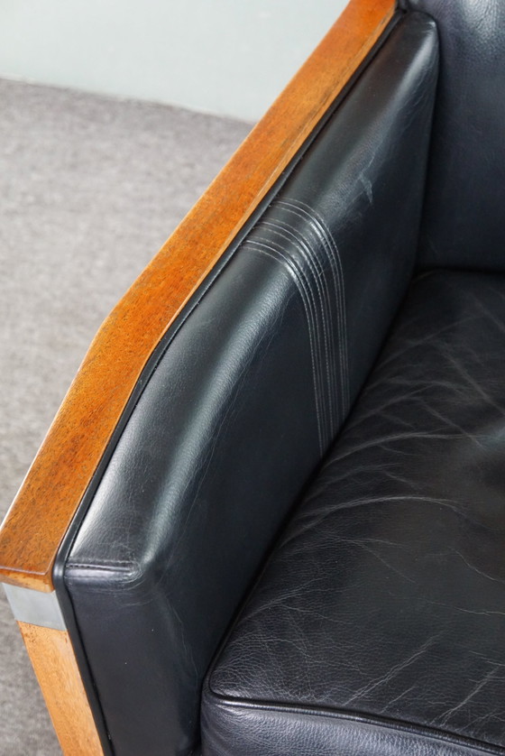 Image 1 of Schuitema decoforma ArtDeco design armchair with black leather