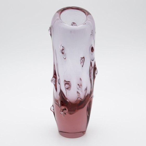 Image 1 of Mid-Century-Modern Miroslav Klinger Glass Vase Alexandrite Nubs Noppenglas H22Cm