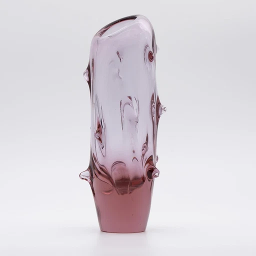 Mid-Century-Modern Miroslav Klinger Glass Vase Alexandrite Nubs Noppenglas H22Cm