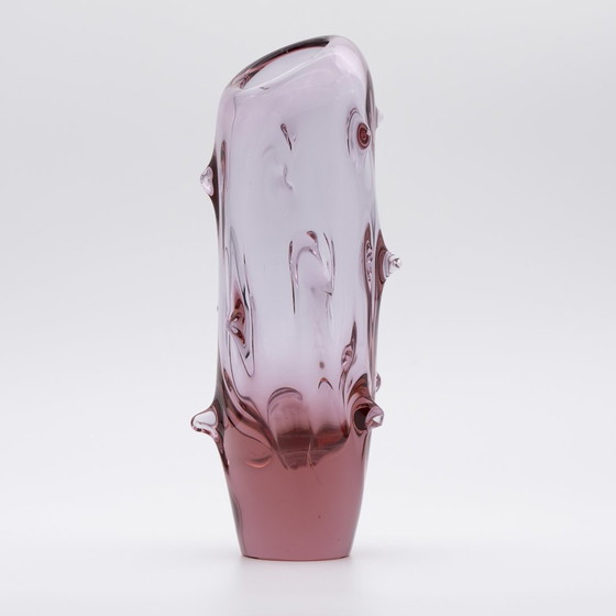 Image 1 of Mid-Century-Modern Miroslav Klinger Glass Vase Alexandrite Nubs Noppenglas H22Cm