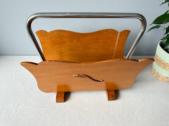 Image 1 of Portariviste vintage in legno di metà secolo | Portadischi