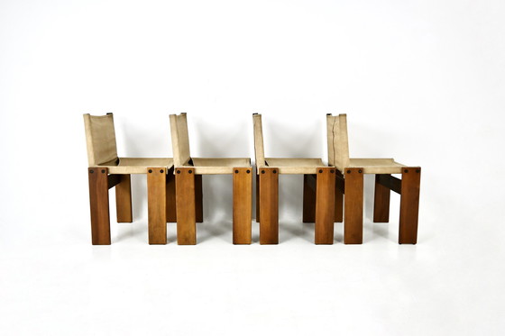 Image 1 of Monk Dining Chairs By Afra & Tobia Scarpa For Molteni, 1970S, Set Of 4