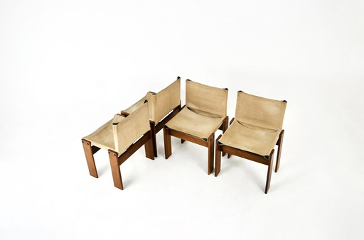 Monk Dining Chairs By Afra & Tobia Scarpa For Molteni, 1970S, Set Of 4