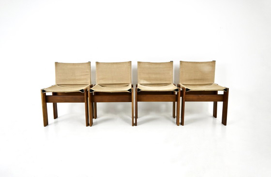 Image 1 of Monk Dining Chairs By Afra & Tobia Scarpa For Molteni, 1970S, Set Of 4