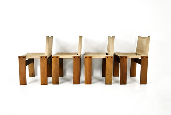 Image 1 of Monk Dining Chairs By Afra & Tobia Scarpa For Molteni, 1970S, Set Of 4