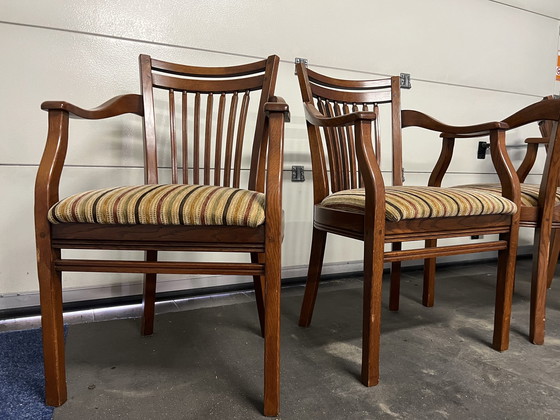 Image 1 of 4x Bannink Art Nouveau Dining Room Armchairs