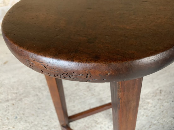 Image 1 of Farmhouse Barstool On Tripod Legs, 1930’S