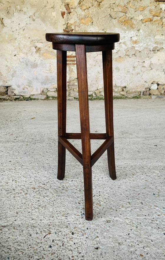 Image 1 of Farmhouse Barstool On Tripod Legs, 1930’S