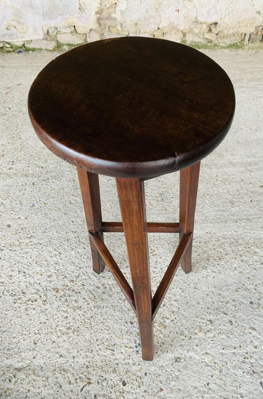 Farmhouse Barstool On Tripod Legs, 1930’S