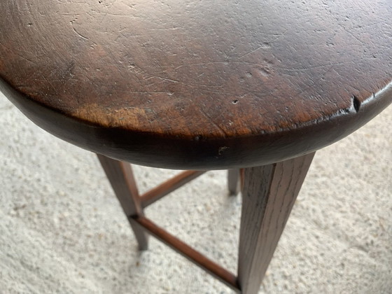 Image 1 of Farmhouse Barstool On Tripod Legs, 1930’S