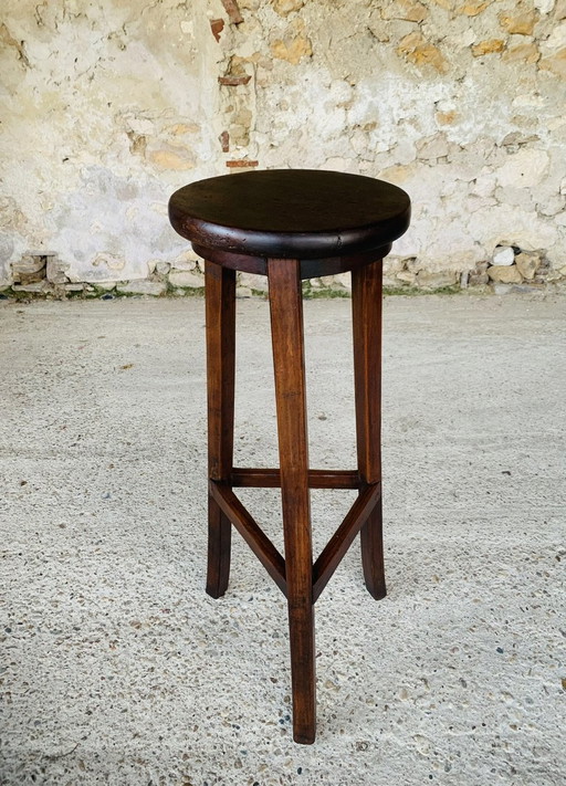 Farmhouse Barstool On Tripod Legs, 1930’S