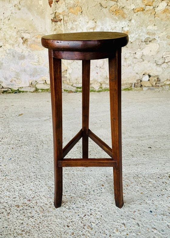 Image 1 of Farmhouse Barstool On Tripod Legs, 1930’S