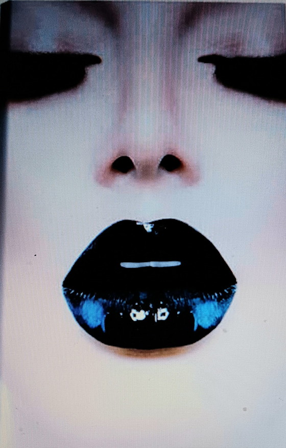 Image 1 of Art Couture Black Lips On Canvas