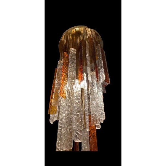 Image 1 of Lámpara colgante vintage bicolor de cristal de Murano Mazzega, años 70