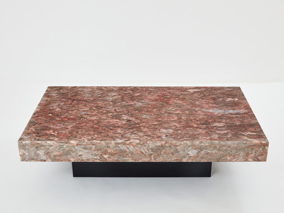 Image 1 of Italian Rose Crystalline Alabaster Coffee Table Late 1970S 
