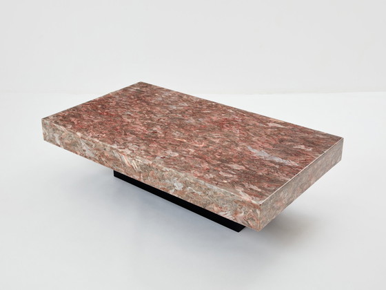 Image 1 of Italian Rose Crystalline Alabaster Coffee Table Late 1970S 