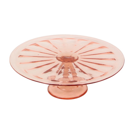 Image 1 of Pink Art Deco Cake Dish