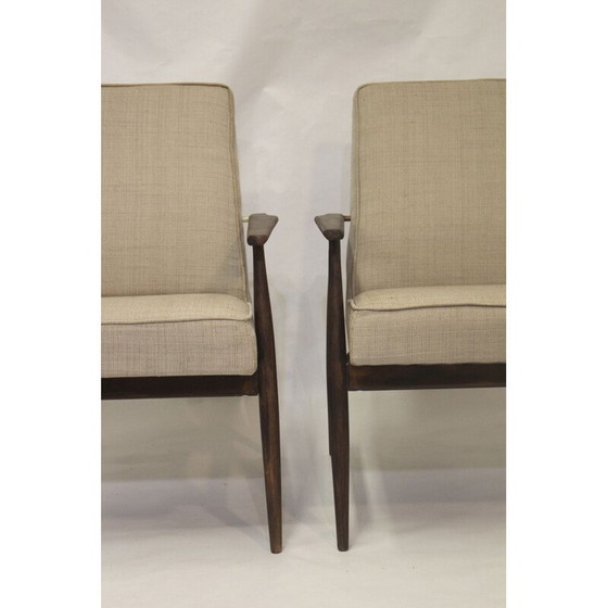 Image 1 of Pair of vintage armchairs 300-190 in beige fabric by Henryk Lis, 1970