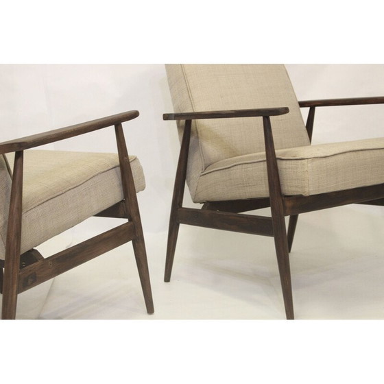 Image 1 of Pair of vintage armchairs 300-190 in beige fabric by Henryk Lis, 1970