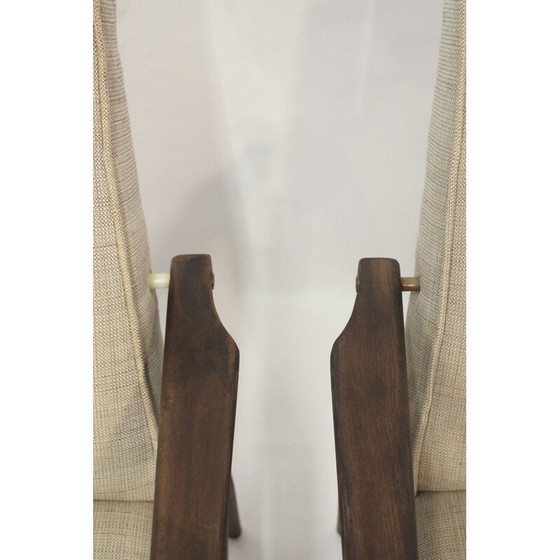 Image 1 of Pair of vintage armchairs 300-190 in beige fabric by Henryk Lis, 1970