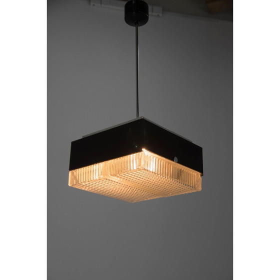 Image 1 of Pair of vintage metal and glass pendant lamps by Napako, 1970