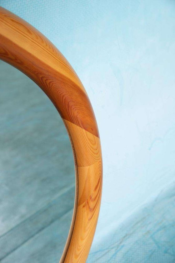 Image 1 of Espejo redondo de madera Glasmaster Markaryd Suecia años 60
