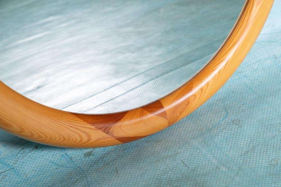 Image 1 of Espejo redondo de madera Glasmaster Markaryd Suecia años 60