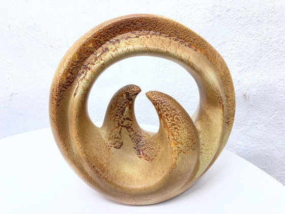 Image 1 of Italian ceramic vase by Bertoncello 60s design circular shape