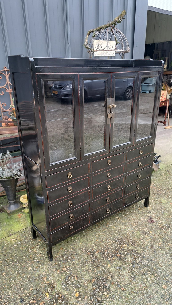 Image 1 of Antique Oriental Chest of Drawers, Apothecary Cabinet, Display Cabinet, Dinnerware Cabinet Dim. 126 X 37Cm And 157Cm High.
