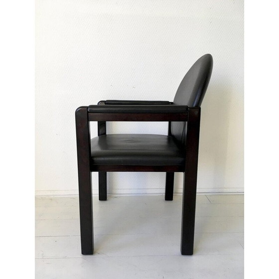 Image 1 of Vintage armchair black leather and wood by Bulo Belgium 1980s