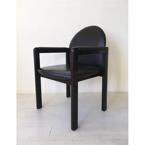 Image 1 of Vintage armchair black leather and wood by Bulo Belgium 1980s