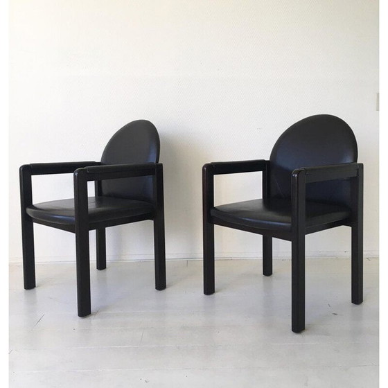 Image 1 of Vintage armchair black leather and wood by Bulo Belgium 1980s