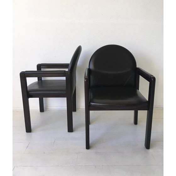 Image 1 of Vintage armchair black leather and wood by Bulo Belgium 1980s