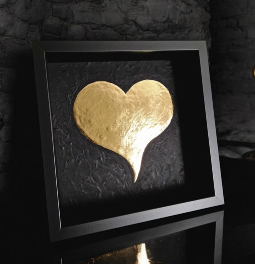 Heart Of Gold 23Ct Gilded Artwork In Frame