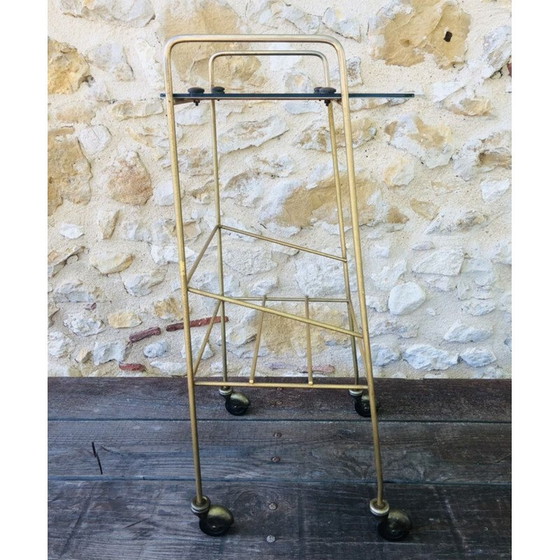 Image 1 of Tavolino vintage in ottone e vetro fumé, anni '60