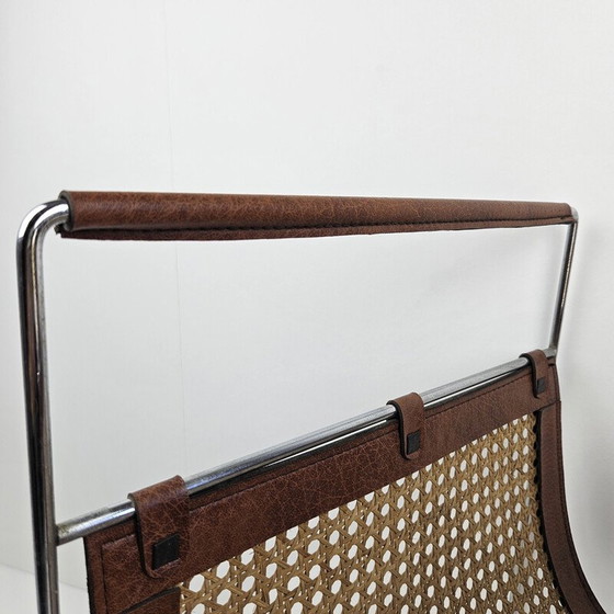 Image 1 of Vintage rattan and metal magazine rack, Italy 1980