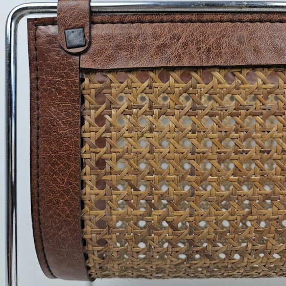 Image 1 of Vintage rattan and metal magazine rack, Italy 1980