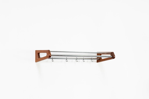 Teak & steel Coat Rack by Børge Mogensen for Søborg Møbler (Denmark, 1960s).