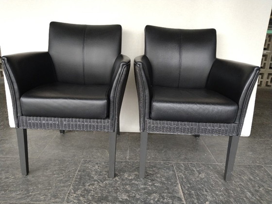 Image 1 of 2 X Lloyd Loom Chair Combined With Toledo Leather (Set)